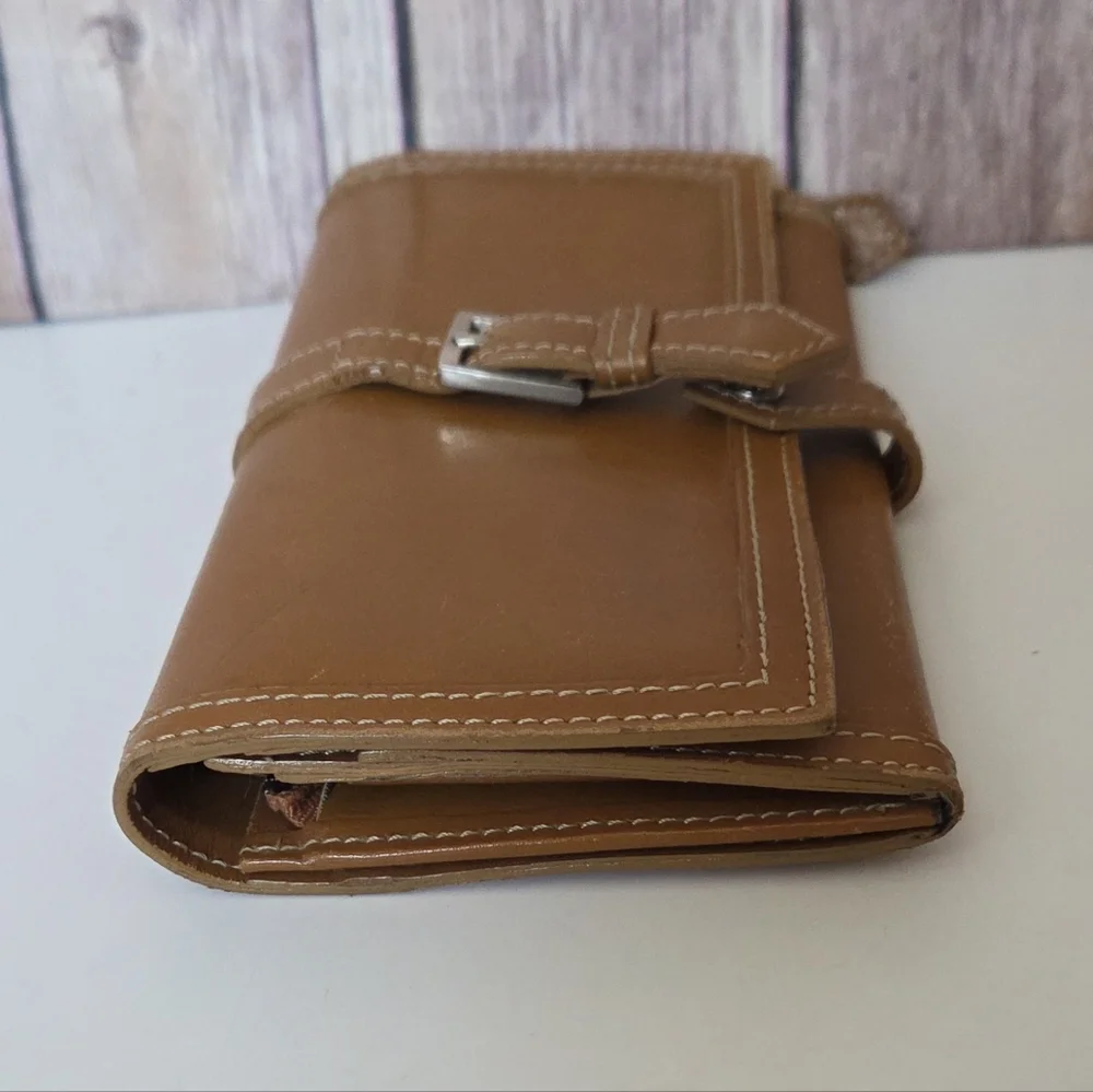 Burberry Tan Leather Continental Buckle Wallet